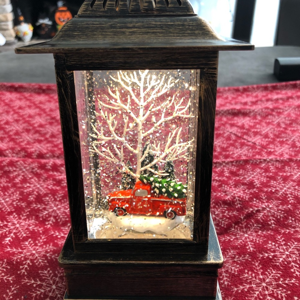 Christmas Red Truck Light Up Water Lantern